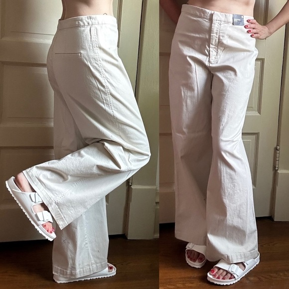 Express High Waisted Wide Leg Cotton Stretch Pant - Picture 1 of 9